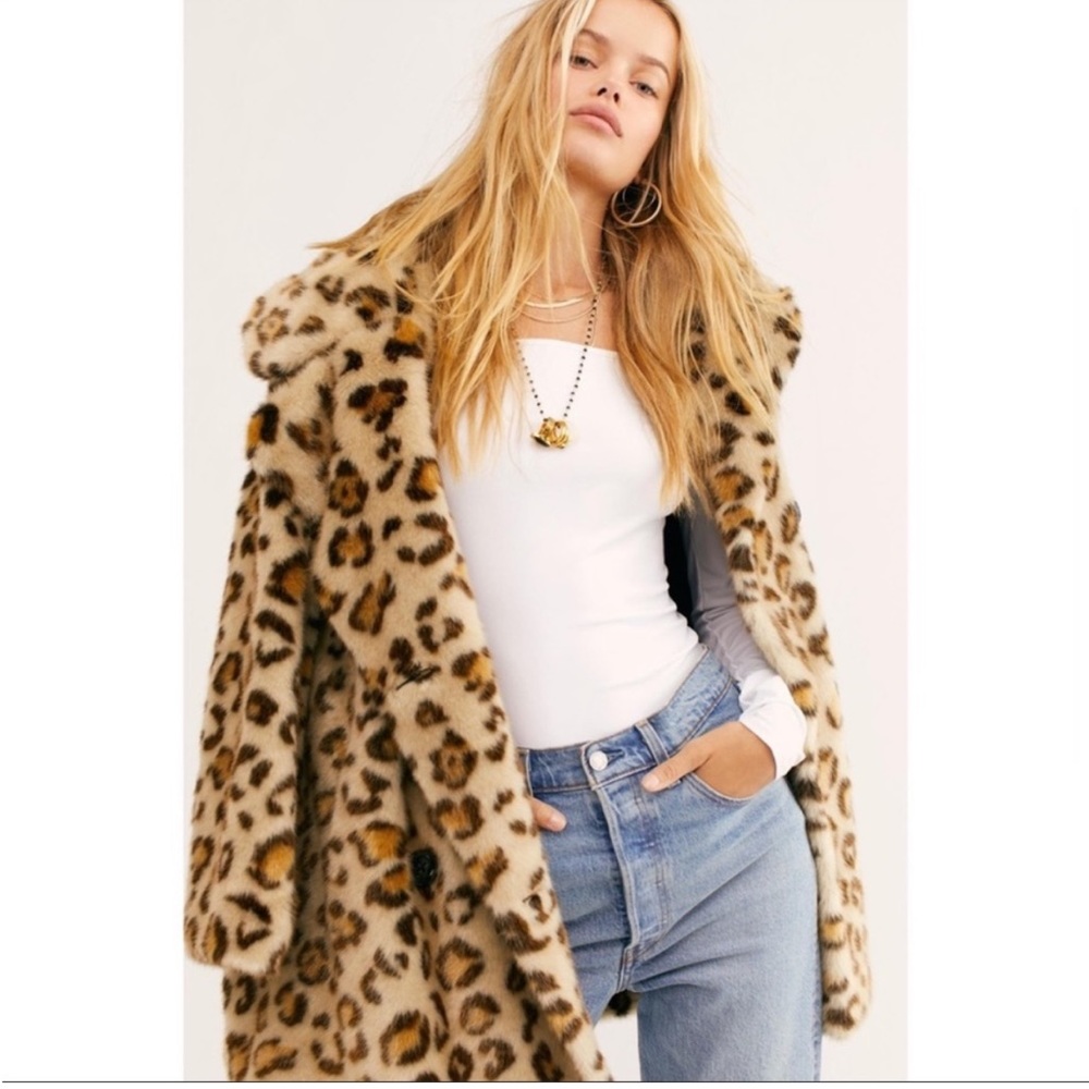 Free people Sienna Leopard Faux Fur Jacket